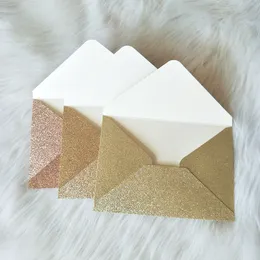 Other Event Party Supplies 250g A7 Champagne Gold Silver Glitter Envelope 195x135mm 7 6x5 3inch for Wedding Invitation Pocket Bag Cards 25pc 230228