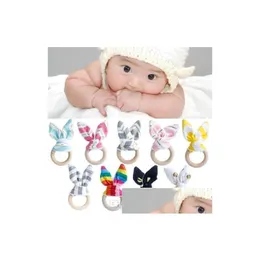 soothers Teathers Baby Teamething Ring Teether 천연 나무 원이 직물 목재 훈련 감각 신생아 장난감 배달 K Dh1xh