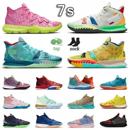 2023 Shoes Kyrie 7 5 5s Mens Basketball Concepts Kyries Anime Colorway Black Gold Sponge Sandy Men Trainers Hip Hop Metallic Silver 40-46