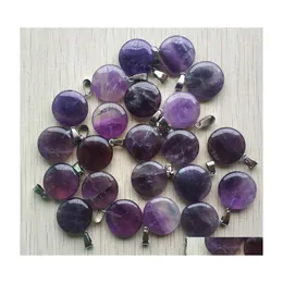 car dvr Charms Round Ssorted 18Mm Circle Donut Amethyst Natural Stone Crystal Pendants For Necklace Accessories Jewelry Making Drop Delivery Dhrjg