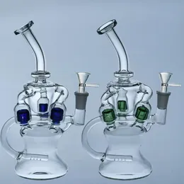 Purple Blue Green Inline Percolator Glass Water Bongs Recycler Oil Dabber Diffused Smoking Pipes Heady Hosah Dab Rigs with 14mm fog