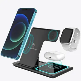 15W 3 in 1 Wireless Charging Charger Station Compatible Foldable for iPhone 14 13 12 11 Apple Watch AirPods Pro Qi Fast Quick Chargers for Cell Smart Mobile Phone