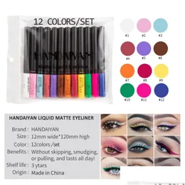 Eyeliner Liquid 12Piece In 1 Package Matte Eyeliners Waterproof Colorf Eye Liner Longlasting All Day Eyes Pen Drop Delivery Health B Dh7M4