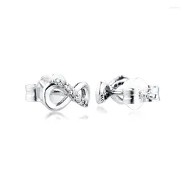 Boucles d'oreilles à tige scintillantes infini fête des mères bijoux en argent Sterling pour femme maquillage cadeau de mariage mode