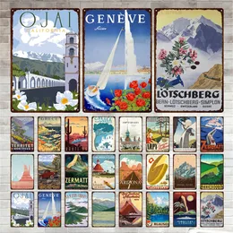 City Landmark Metal målning Poster Travel Ciry Plates Grekland Mountain Landscape Tin Sign Plack Poster för bar pubklubb heminredning 30x20 cm w03