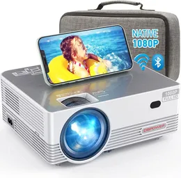 Mini -projektor med WiFi och Bluetooth DBPower 9500L Full HD Outdoor Movie Projector Support iOS/Android Sync Screenzoom, hemmabiovideoprojektor