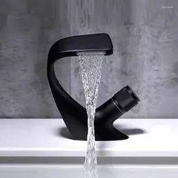 Bathroom Sink Faucets Waterfall Faucet Mixer Curve Design Splash Proof Basin Water Tap Shower Head Plumbing Tapware For Accessories