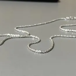 Slim S925 Silver Sparkling Glitter Clavicle Chain Halsband Kedjekedjan Kedjan Neckla för Women Girl Italy Jewelry 45CM276I