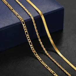 Corre as correntes, colar de corrente de ouro vintage para mulheres corda de penhor de aranha Foxtail Figaro Curb Link Link Jóias Acessórios de jóias