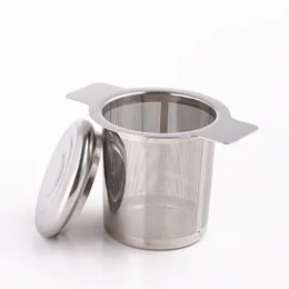 Çay Süzgeç Kapağı Teas Infuser Sepet Yeniden Kullanılabilir İnce Mesh Teacoffee Filtreler Paslanmaz Çelik Çift Kulplu Yaprak Çaydan Çay Araçları