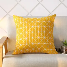 Poduszka żółta geometryczna dekoracyjna pokrywa czarno -białe poduszki poliestru rzucają w paski poduszki