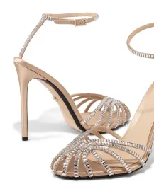 Alevi Penelope Women Sandals Shoes Sparkling Crystal-encrusted Strap Milano Stiletto Heels Summer Luxury Party Wedding Dress Lady Gladiator Sandalias