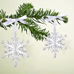 Decorações de Natal Ornamentos pendurados em acrílico Cristal claro Falkes de neve Glitter Tree Party para casa Papai Noel Clause Merry 2023