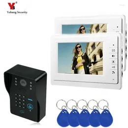 Telefones de porta de vídeo Yobang Security 7 "RFID Senha Phone Intercom Cell com câmera IR Sistema de controle de acesso à câmera IR 1000