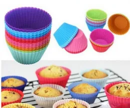 Moules à cupcakes en silicone de qualité Moules à muffins Caissettes à cupcakes Moules de cuisson antiadhésifs résistants à la chaleur Couleur bonbon de qualité alimentaire