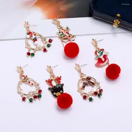 Dangle Earrings Christmas Star Stud rolements Plush Ball Dream Catcher/Candy/Christmas Boots/Bells/Elk/Gloves Holiday Gift
