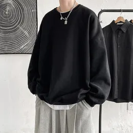 Mens Hoodies Sweatshirts Men Harajuku Korean Hip Hop Solid Color Basic O Neck Overized Pullovers Autumn Fashion Casual Long Sleeve Tops 230301