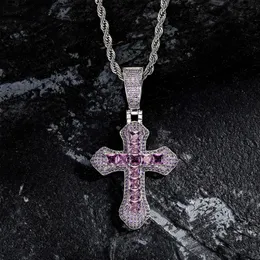 Tiktok Live Broadcast Cross Exaggeration Large Square Diamond Pendant Stylish Male Daily Fashion with Personalized Religious Accessories