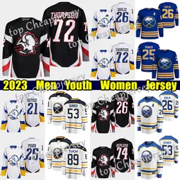 #26 Rasmus Dahlin Buffalo Reverse Retro hockey jersey #21 Kyle Okposo Sabres#25 Owen Power Jeff Skinner Zemgus Girgensons Alex Tuch Tage Thompson jerseys