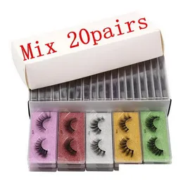Falska ögonfransar 3D Mink Lashes Colorf Eyelash Packaging Box i BK 10 -stil med Mticolor Base Card Handmade Wholesale Makeup Eye Las Dhcuq