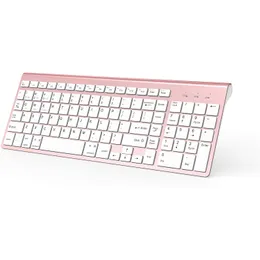 Klawiatury bezprzewodowa klawiatura Bluetooth 2 4 GHz Technologia ergonomiczna Projekt odpowiedni dla komputerów PC Pink Blue Silver 230301