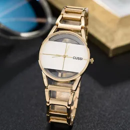 Wristwatches CUSSI 2023 Creative Women Watches Hollow Luxury Gold Ladies Bracelet Watch Stylish Quartz Wristwatch Clock