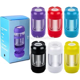 110ml Glow Jar LED Storage Case With Tobacco Grinder Herb Crusher Magnifying Lids Light Up Portable Box Usb Charger Smoke Pipe Cigarette Accessories