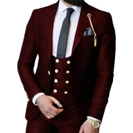 Hochzeit Smoking One Button Männer Anzüge Groomsmen spitze Revers Bräutigam Smoking Hochzeit/Abschlussball Mann Blazer Jacke Hose Weste Krawatte W12516