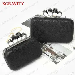 Xgravity 2020 Neue Modeschädel Finger elegante Kette Frauen lässig Clutches Handtaschen Umschlagbeutel Damen Ghost Bag 050 Q1113