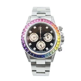 Guarda il movimento automatico maschile anello arcobaleno Diamond orologio in acciaio inossidabile orologio sfacciato specchio impermeabile profondo