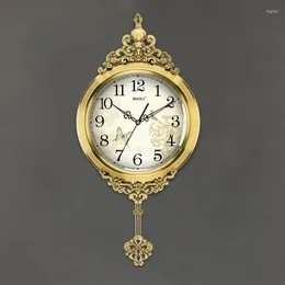 ساعة الحائط صامتة البندول على مدار الساعة آلية كبيرة الكوارتز الإلكترونية جولة المعدن orologio da parete الديكور غرفة المعيشة