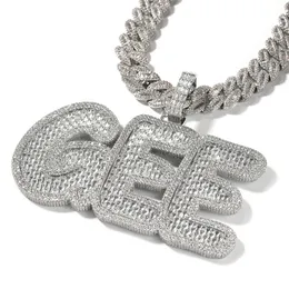 Hiphop 18k Real Gold Plated Bauguatte Letters Anpassade hänghalsband med 3mm 24 tum repkedjan smycken charm gåva för män kvinnor
