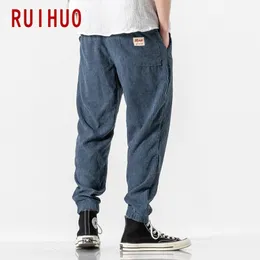 Spodnie kobiet capris ruihuo corduroy harem spodle męskie joggers Pants Korean Streetwear Męskie spodnie Hip Hop Tracksuit M-5xl 230301