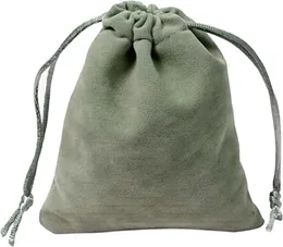 Jewelry Pouches Bags SheepSew 6 Pcs Handmade Gray Velvet Long 7" X 5" Drawstring Quality Thick Bag Wedding Party Favor BagsJewelry