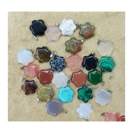 car dvr Charms Carved Plum Flower Assorted Natural Stone Crystal Pendants For Necklace Accessories Jewelry Making Drop Delivery Findings Comp Dhc98