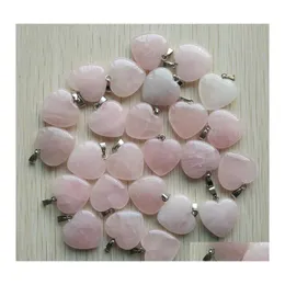 Carm Charms de DVR de carro 20mm Pingnentes de pedra natural de quartzo rosa para jóias para jóias que fazem entrega de entrega de entrega componentes dhwhy