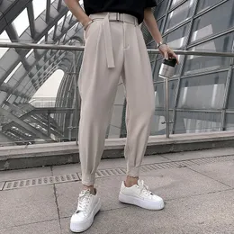 Женские брюки Capris Korean Fashion Casual Cust Bants Spring Men Slim Fit Classic Harem Pants Simple Wild Vintage Speeck Solid Black Bunders 230301