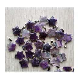 Coche DVR Charms Amethyst Crystal Five Point Star Forma Colgantes de piedra para la fabricación de joyas DIY Resultados de entrega al por mayor Componentes DHWZF