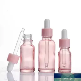 Pink Glass Droper Bottle Serum Essential Oil Parfymflaskor med reagenspipett 5 ml 10 ml 20 ml 30 ml 50 ml 100 ml