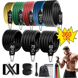 Resistance Bands 360lbs Fitnessövningar Set Elastic Tubes Pull Rope Yoga Band Training Workout Equipment For Home Gym Weight 230228
