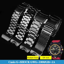 Uhrenarmbänder Die massiven, raffinierten Stahl-modifizierten Metall-Uhrenarmbänder für G-S-hock Big Mud King GWG-1000 / GB-Serie Herrenarmband 24-mm-Uhr