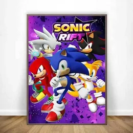 Kreskówka Sonic Plakat gier wideo anime sztuka malarstwo malarstwo dekoracje ścienne zdjęcie Dzieci dekoracyjna sypialnia cuadros wystrój woo