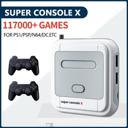 Spelkontroller Joysticks Retro Game Box Super Console X Videospelskonsol för PSP/PS1/MD/N64 WiFi Support HD Out Inbyggd 50 emulatorer med 90000spel 230228