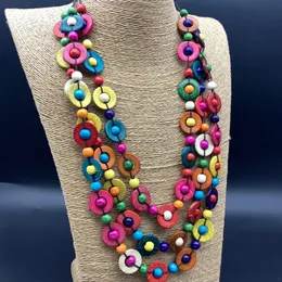 Collana lunga in legno multistrato stile Boho Collana da donna con perline da spiaggia Regalo per la fidanzata innamorata