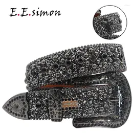 Belts Punk Luxury Strap Diamond Belt Western Crystal Studded Cowgirl Cowboy Rhinestone For Women Men Jean Cinto De Strass