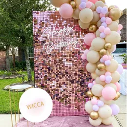 Other Event Party Supplies 16pcs lot Square Sequins Wall Panel Birthday Decoration Shimmer Sequin Backdrop Wedding Decor Bling P o 230228