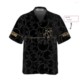 Camicie casual da uomo Motivo bowling e oro Personalizzato 3D Camicia hawaiana stampata all over Uomo Per donna Harajuku Unisex
