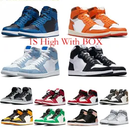 Мужская обувь Jumpman 1s High Basketball Sneaker Retro High White OFF Shoe OG 1 Unc Royal University Blues Red Green Denim Blue Trainers With Box