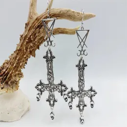 Dangle Earrings Luciferian Inverted Cross - Sigil Of Lucifer Occult Left Hand Path Satanic Jewelry Gift Fallen Angel Ave