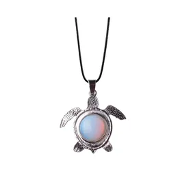 car dvr Pendant Necklaces 12Pc/Set Natural Stone Stainless Steel Turtle Chakra Turquoise Men And Women Trendy Jewelry For Drop Delivery Penda Dhfhs
